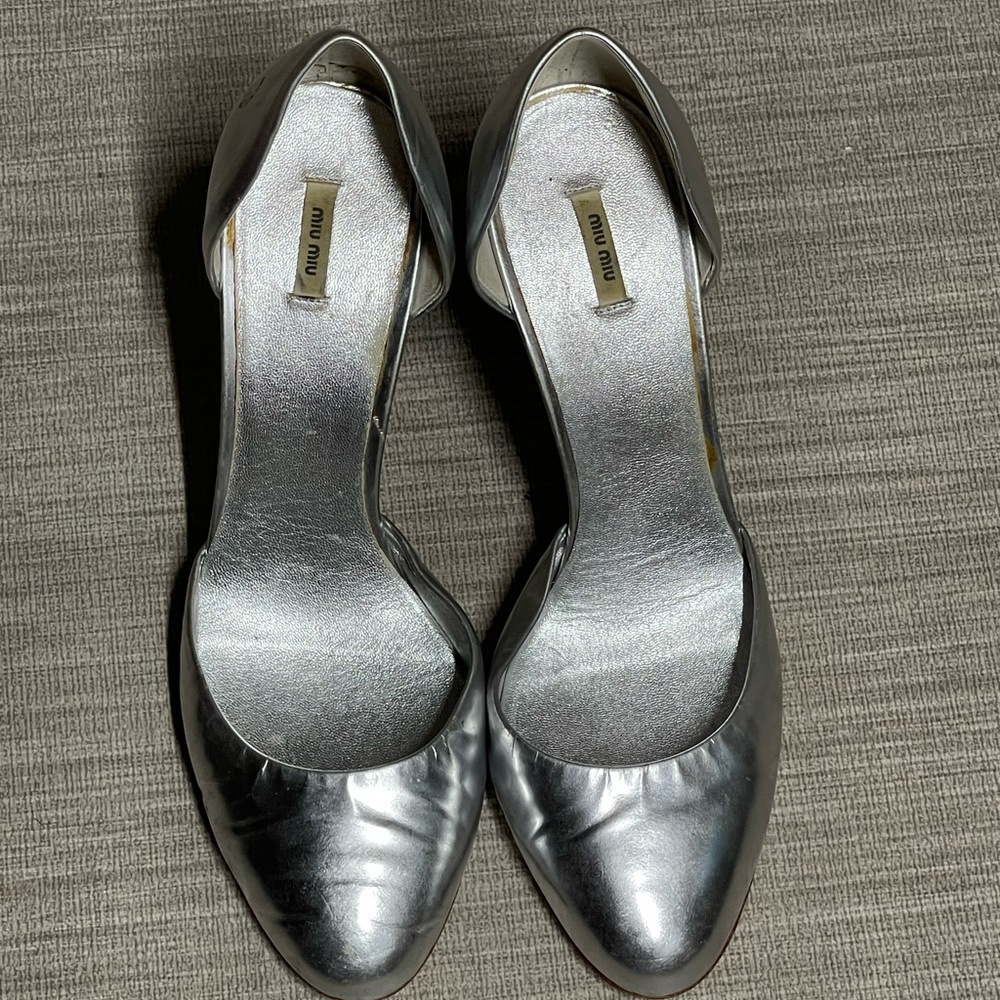 Miu Miu Shiny Silver Heels
